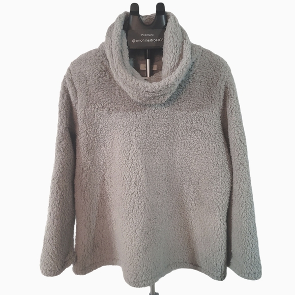 Style & Co. Gray Sherpa Cowl Neck Sweater - Picture 2 of 6